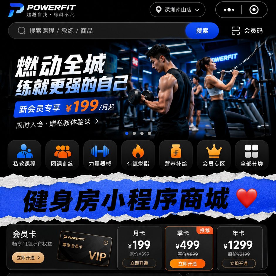 小程序成功助力健身场馆搭建24小时线上智能云商城