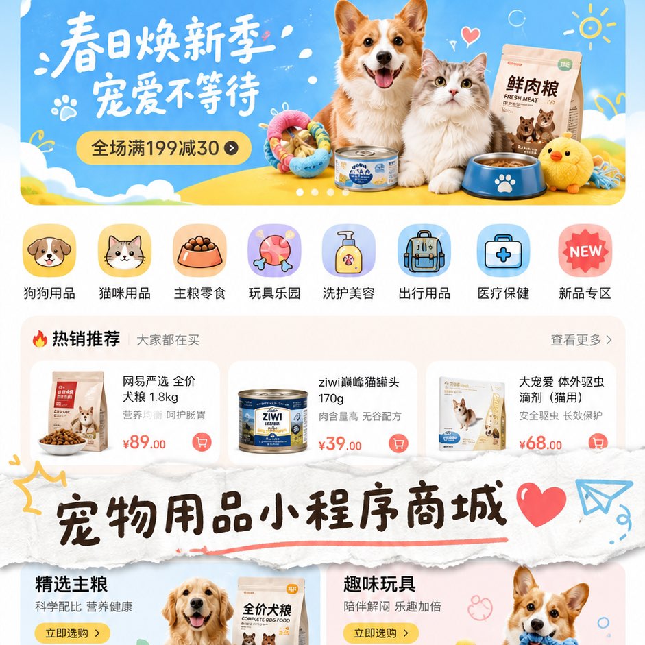 萌宠星球宠物用品小程序商城定制开发｜一站式宠物行业电商解决方案，赋能宠物店私域长效增收