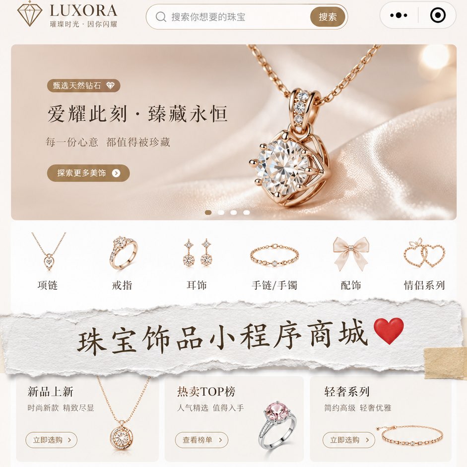 轻奢珠宝饰品小程序商城定制开发｜高端珠宝零售电商解决方案，赋能品牌私域长效经营