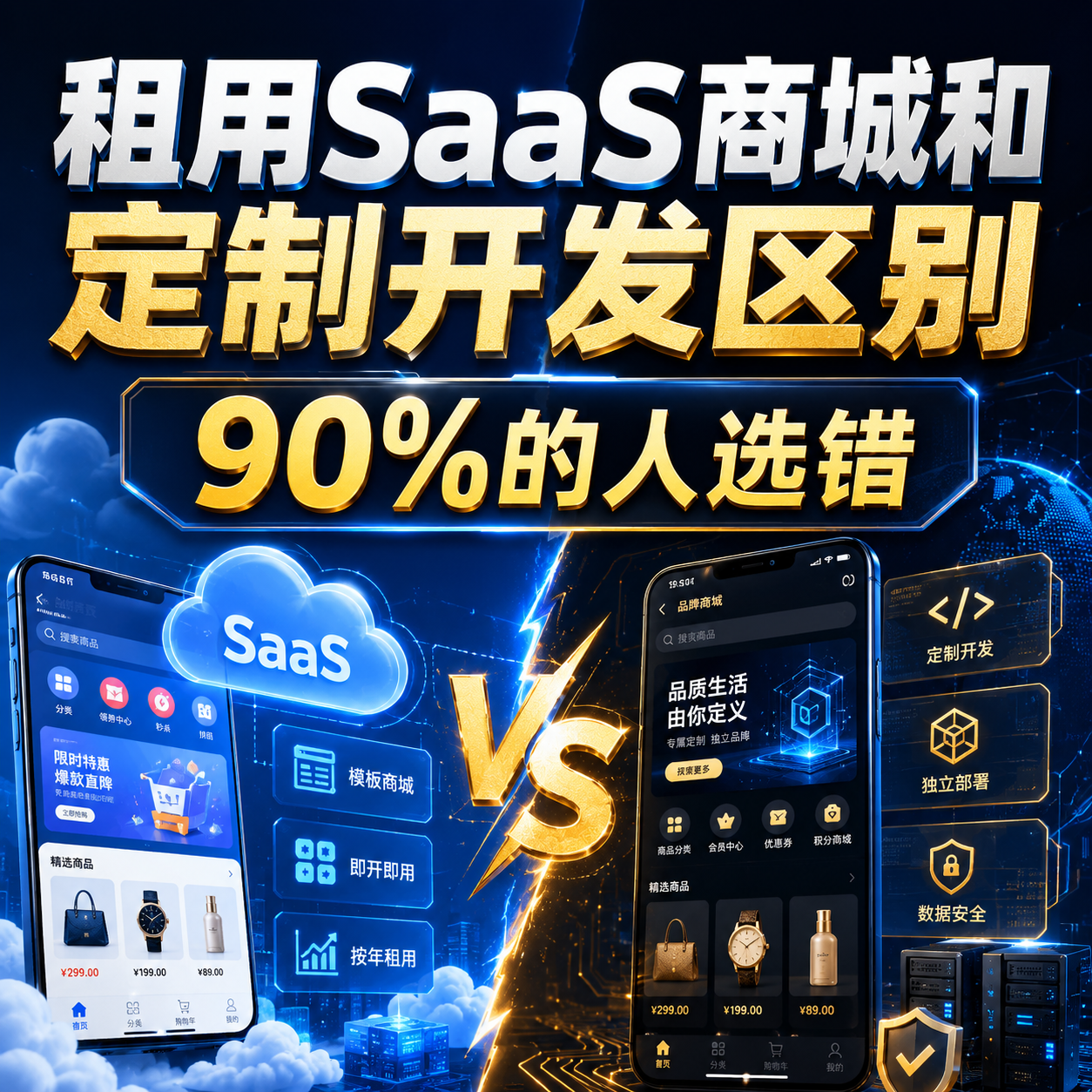 租用SaaS商城和定制开发区别，90%的人选错